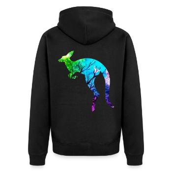 kangaroo - Unisex Premium Organic Zip Hoodie - black - Back - Nico (187cm)
