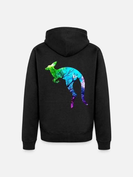 kangaroo - Unisex Premium Organic Zip Hoodie - black