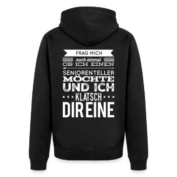 Non Je ne veux pas d’un retraité senior - Veste à capuche bio Premium Unisexe - noir - Dos - Nico (187cm)