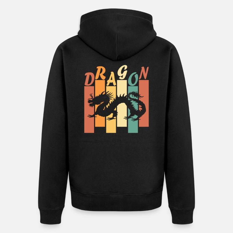 Drache - Unisex Premium Bio Zip Hoodie - Schwarz