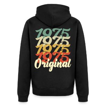 1975 retro gift 45th birthday - Unisex Premium Organic Zip Hoodie - black - Back - Nico (187cm)