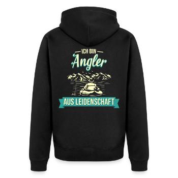 Angler Angeln Fischer Fischen Spruch - Unisex Premium Bio Zip Hoodie - Schwarz - Hinten - Nico (187cm)