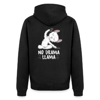 Kein Drama Lama - Unisex Premium Bio Zip Hoodie - Schwarz - Hinten - Nico (187cm)