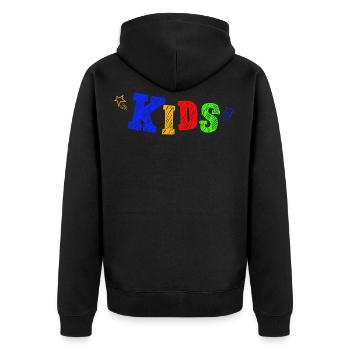Kids - Unisex Premium Bio Zip Hoodie - Schwarz - Hinten - Nico (187cm)