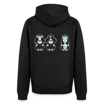 3 Monkeys See nothing Hear nothing Distancing - Unisex Premium Organic Zip Hoodie - black - Back - Nico (187cm)