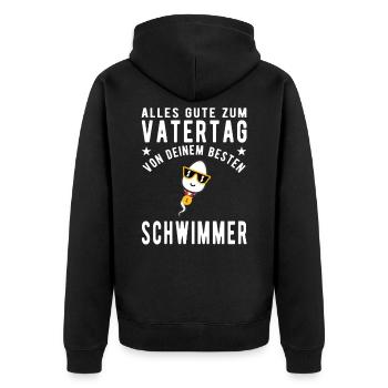 Geschenk zum Vatertag Bester Schwimmer - Unisex Premium Bio Zip Hoodie - Schwarz - Hinten - Nico (187cm)