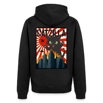 Catzilla I chat chats chat noir chatons - Veste à capuche bio Premium Unisexe - noir - Dos - Nico (187cm)