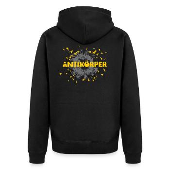 Antikörper - Unisex Premium Bio Zip Hoodie - Schwarz - Hinten - Nico (187cm)
