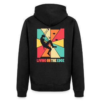 Leben am Rande Kletterwand - Unisex Premium Bio Zip Hoodie - Schwarz - Hinten - Nico (187cm)