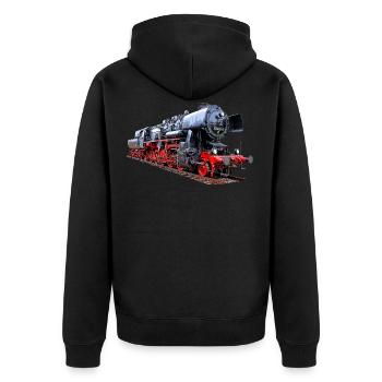 Dampflok 52 8154 BR 52 - Unisex Premium Bio Zip Hoodie - Schwarz - Hinten - Nico (187cm)