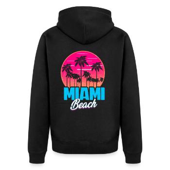 Miami Beach Sommer Urlaub USA 70s Tourist - Unisex Premium Bio Zip Hoodie - Schwarz - Hinten - Nico (187cm)