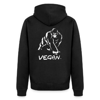 Vegan gorilla - Unisex Premium Organic Zip Hoodie - black - Back - Nico (187cm)