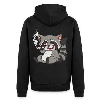 Raccoon Raccoon Stoner Raccoon - Unisex Premium Organic Zip Hoodie - black - Back - Nico (187cm)
