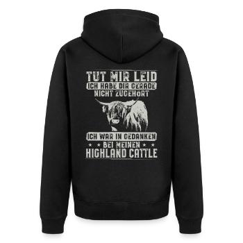Highland cattle Highland cattle Highland cattle cow - Unisex Premium Organic Zip Hoodie - black - Back - Nico (187cm)