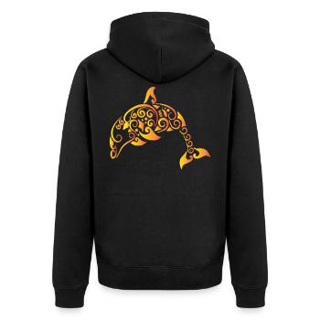 Delfin Tattoo - Unisex Premium Bio Zip Hoodie - Schwarz - Hinten - Nico (187cm)