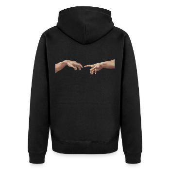 Michelangelo: The Creation of Adam - Hands - Unisex Premium Organic Zip Hoodie - black - Back - Nico (187cm)