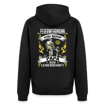 Feuerwehrmann Papa Feuerwehr Geschenk - Unisex Premium Bio Zip Hoodie - Schwarz - Hinten - Nico (187cm)