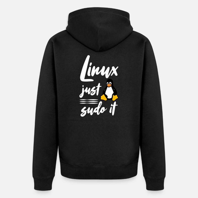 Linux just sudo it - Unisex Premium Bio Zip Hoodie - Schwarz