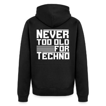 Jamais trop vieux pour la techno - Veste à capuche bio Premium Unisexe - noir - Dos - Nico (187cm)