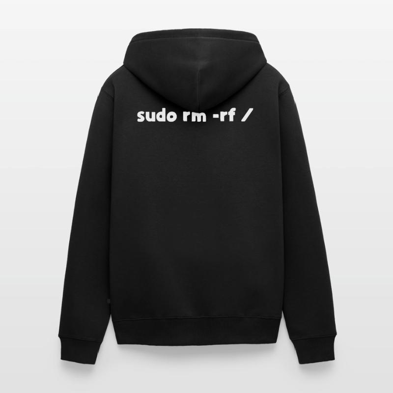 Programmeur Linux sudo rm -rf Veste à capuche bio Premium Unisexe