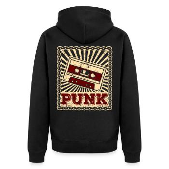 Punk Punks Punker Punkrock Punkrocker Anarchie 1 - Unisex Premium Bio Zip Hoodie - Schwarz - Hinten - Nico (187cm)