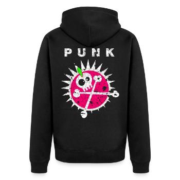 Punk Punks Punker Punkrock Punkrocker Anarchie - Unisex Premium Bio Zip Hoodie - Schwarz - Hinten - Nico (187cm)