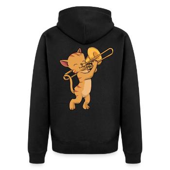 Trombone t-shirt chat vent musique cadeau tromboniste - Veste à capuche bio Premium Unisexe - noir - Dos - Nico (187cm)