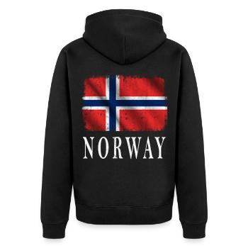 Drapeau de la Norvège, vintage de drapeau de la Norvège - Veste à capuche bio Premium Unisexe - noir - Dos - Nico (187cm)
