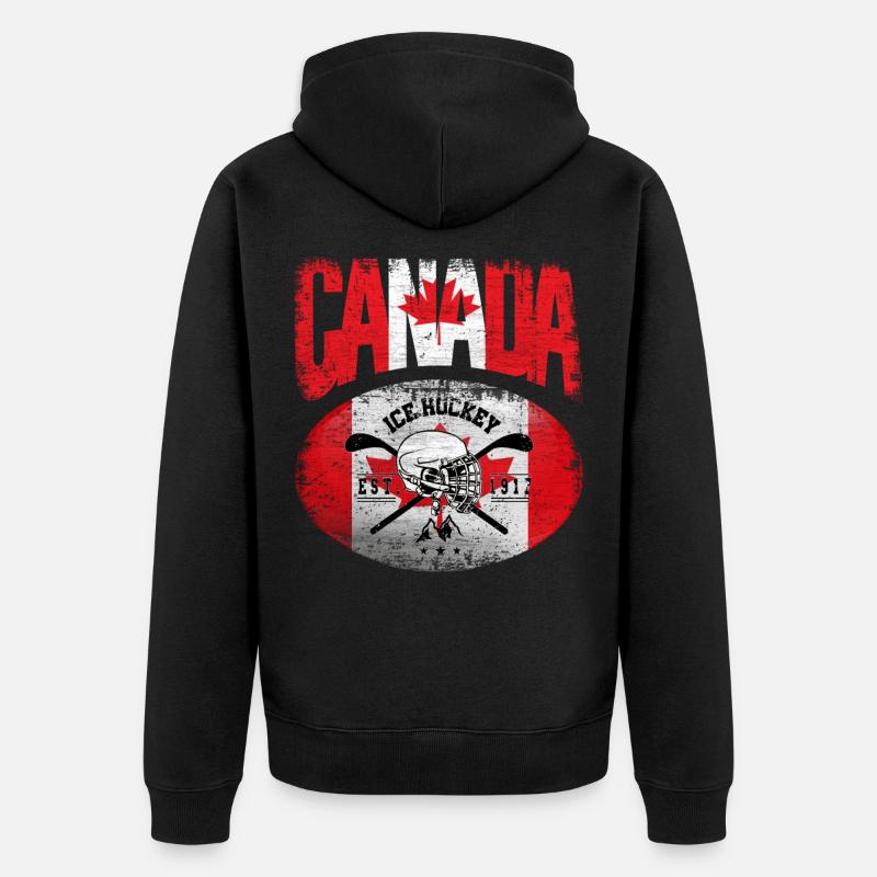 Hockey sur glace Canada - Veste à capuche bio Premium Unisexe - noir