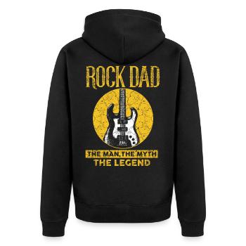 Rock Papa Rock und Roll Vatertag Geschenk - Unisex Premium Bio Zip Hoodie - Schwarz - Hinten - Nico (187cm)