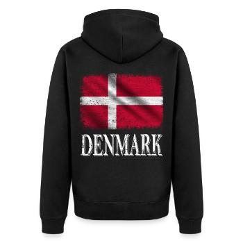 Danemark, drapeau du Danemark - Veste à capuche bio Premium Unisexe - noir - Dos - Nico (187cm)