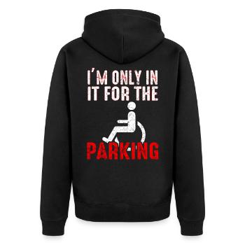 Cadeau handicap handicap humour en fauteuil roulant - Veste à capuche bio Premium Unisexe - noir - Dos - Nico (187cm)
