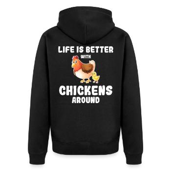 La vie est meilleure avec des poulets fermier poulet fermier - Veste à capuche bio Premium Unisexe - noir - Dos - Nico (187cm)