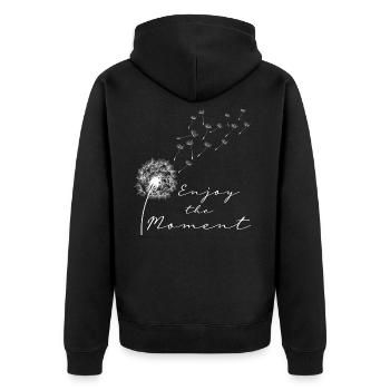 Enjoy the moment blowball dandelion lightness - Unisex Premium Organic Zip Hoodie - black - Back - Nico (187cm)