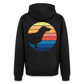 Funny Dachshund owner Teckel | Dachshund holder - Unisex Premium Organic Zip Hoodie - black - Back - Nico (187cm)