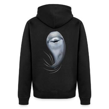 Delfin Delfine Delfinliebhaber Geschenk - Unisex Premium Bio Zip Hoodie - Schwarz - Hinten - Nico (187cm)