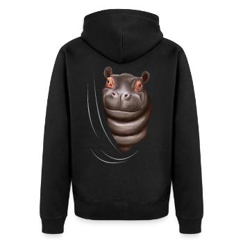 Hippo hippo hippo lover gift - Unisex Premium Organic Zip Hoodie - black - Back - Nico (187cm)