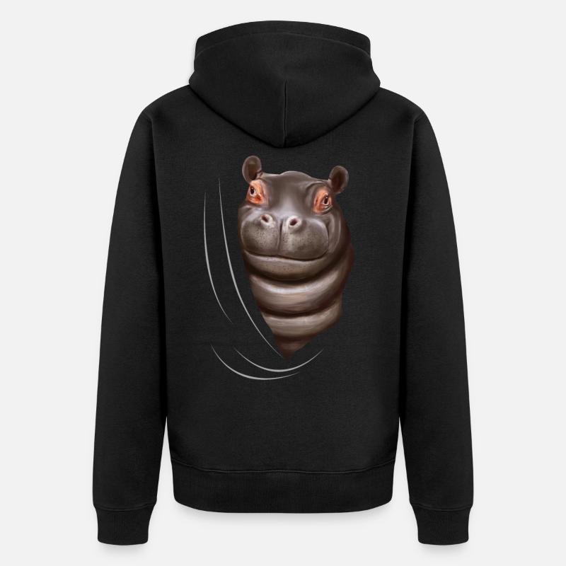 Nilpferd Flusspferd Nilpferdliebhaber Geschenk - Unisex Premium Bio Zip Hoodie - Schwarz