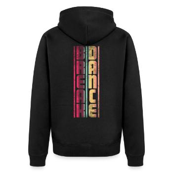 Breakdance Tanzen Hip Hop Rap 80er 90er - Unisex Premium Bio Zip Hoodie - Schwarz - Hinten - Nico (187cm)