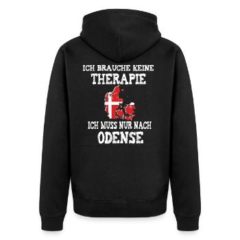 Ich muss nur nach Odense Dänemark Skandinavien - Unisex Premium Bio Zip Hoodie - Schwarz - Hinten - Nico (187cm)