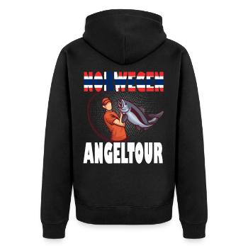 Norwegen Angeltour Angeln lustiger Spruch Geschenk - Unisex Premium Bio Zip Hoodie - Schwarz - Hinten - Nico (187cm)