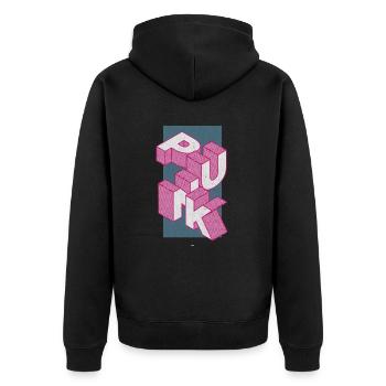 Punk - Unisex Premium Bio Zip Hoodie - Schwarz - Hinten - Nico (187cm)