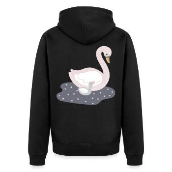 Maman cygne avec bébé fille cygne - Veste à capuche bio Premium Unisexe - noir - Dos - Nico (187cm)