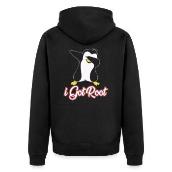 Geek Linux Ich bin root - Unisex Premium Bio Zip Hoodie - Schwarz - Hinten - Nico (187cm)