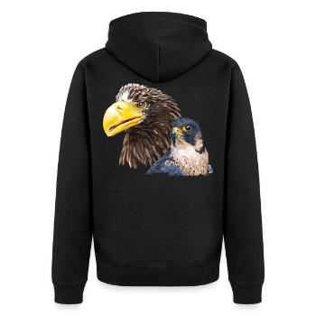 Giant pigargo and peregrine falcon - Unisex Premium Organic Zip Hoodie - black - Back - Nico (187cm)