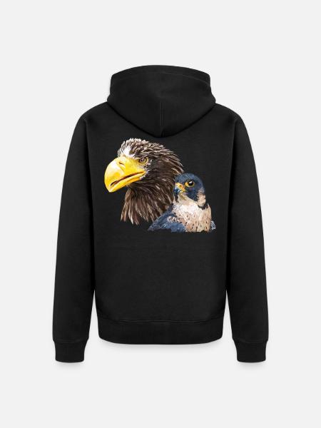 Pigargo géant et faucon pèlerin - Veste à capuche bio Premium Unisexe - noir