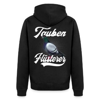Tauben Taube lustiger Spruch Brieftaube Geschenk - Unisex Premium Bio Zip Hoodie - Schwarz - Hinten - Nico (187cm)