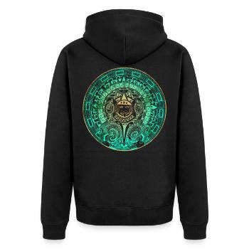 Azteken Mayas Aztekischer Kalender Mexiko - Unisex Premium Bio Zip Hoodie - Schwarz - Hinten - Nico (187cm)