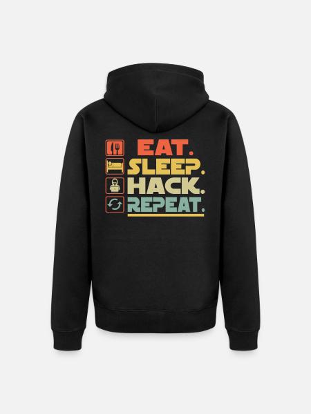 Eat Sleep Hack Repeat - Unisex Premium Organic Zip Hoodie - black