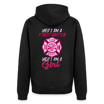 Firefighters woman fire rescue heroine fire protection - Unisex Premium Organic Zip Hoodie - black - Back - Nico (187cm)